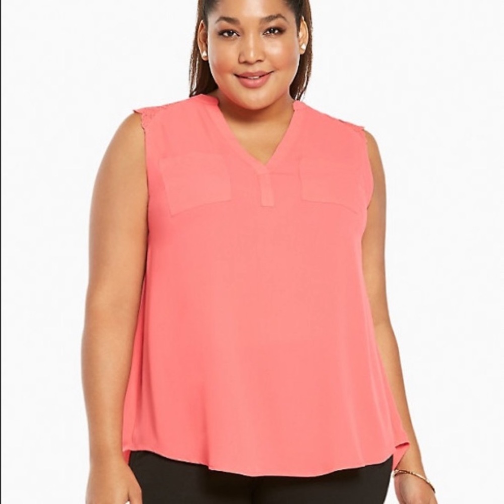 Torrid Georgette Lace Inset Tank Top